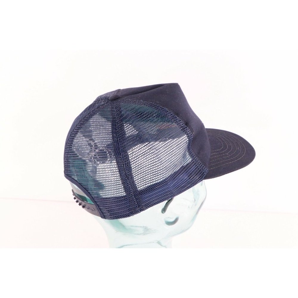 Vintage 90s Burger King Spell Out Mesh Trucker Hat Cap Snapback Navy Blue USA - Picture 5 of 8